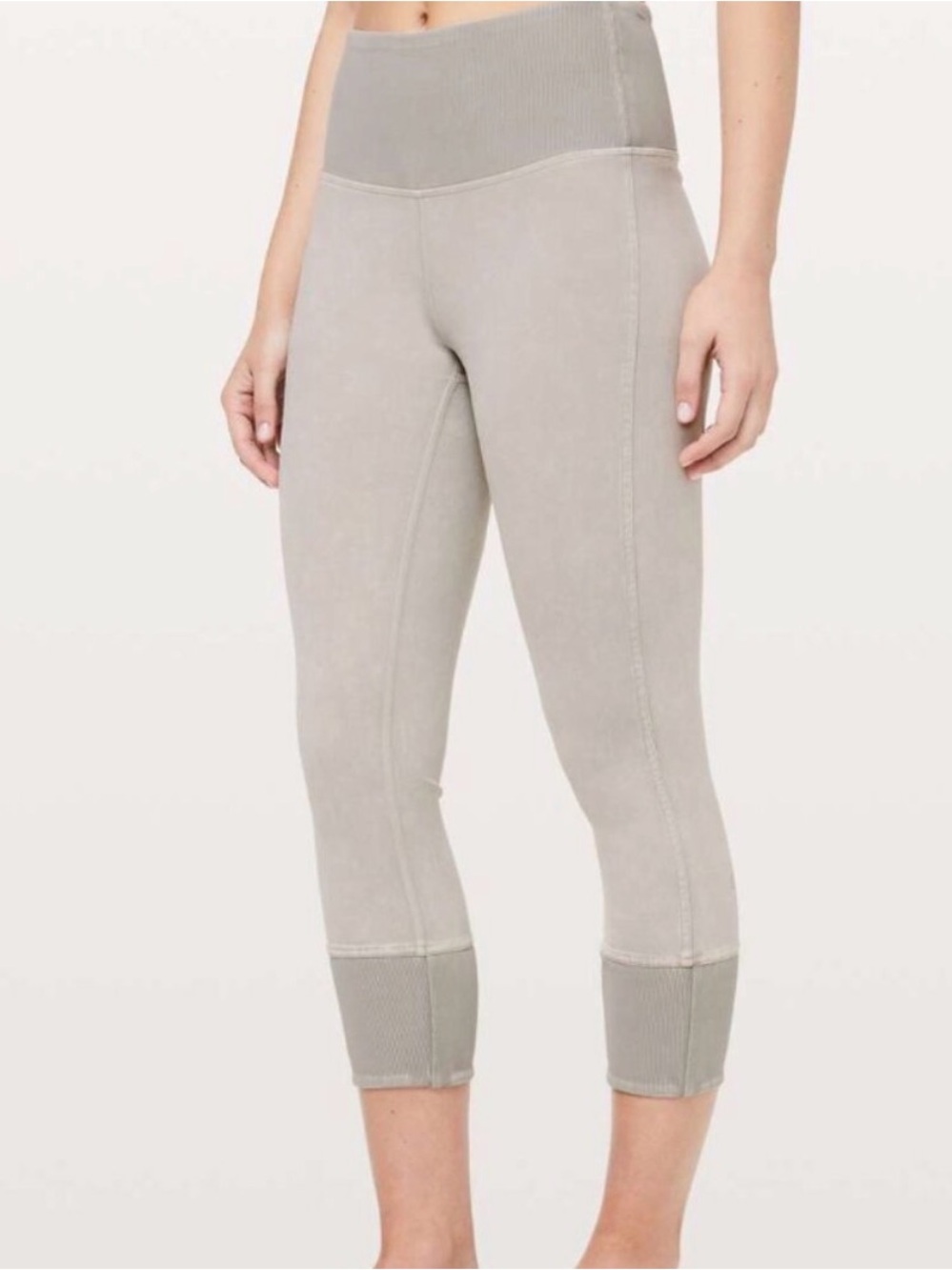 Lululemon Wunder Under Crop 23" *Ribbed Washed French Clay size 8